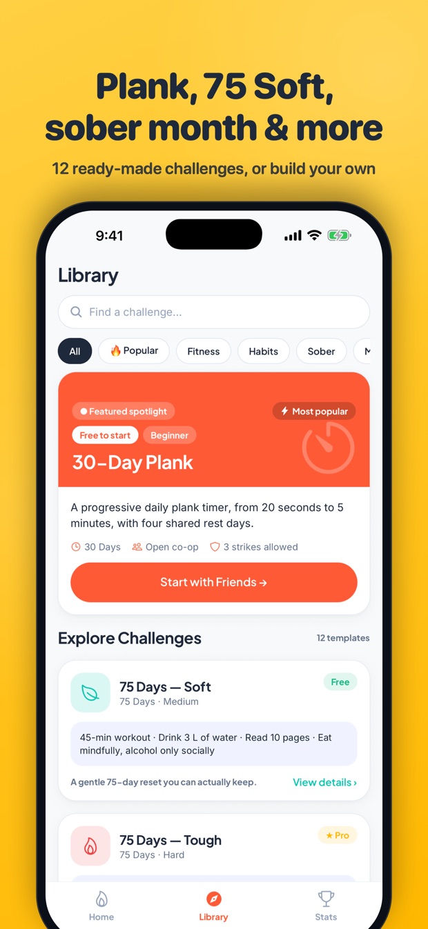 RallyStreak app screenshot: library
